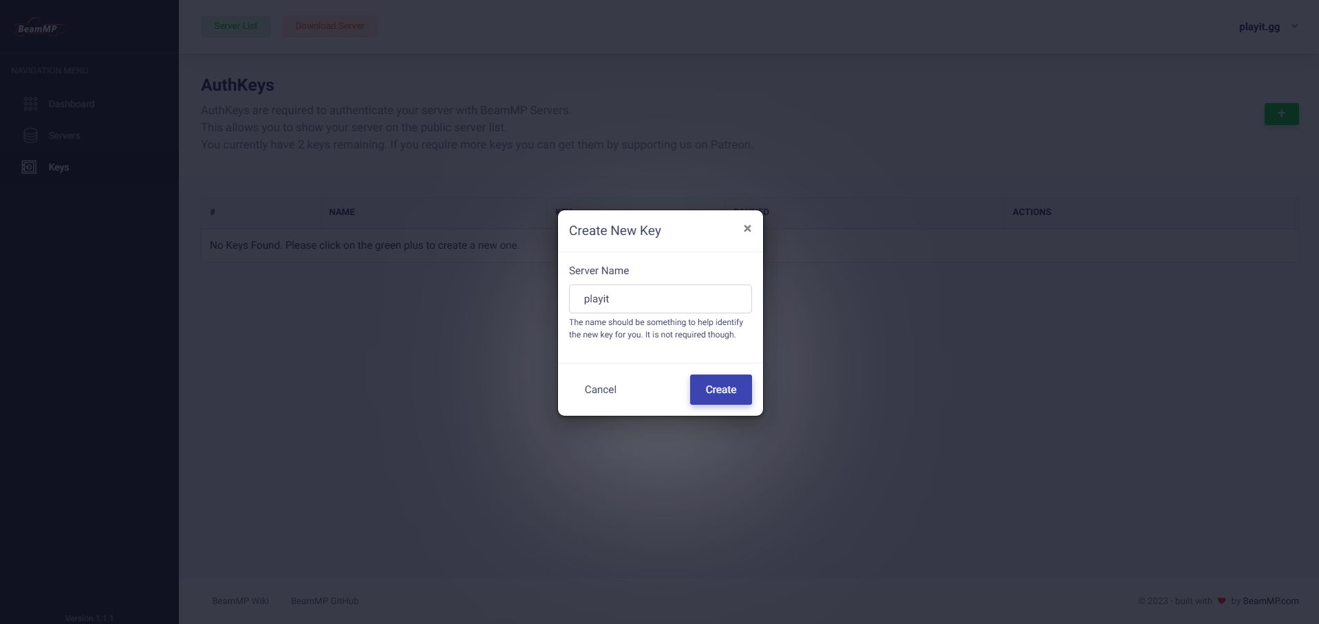 Create Key