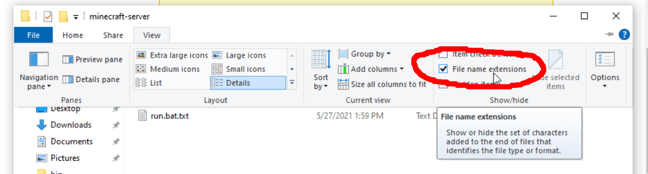 view file name ext